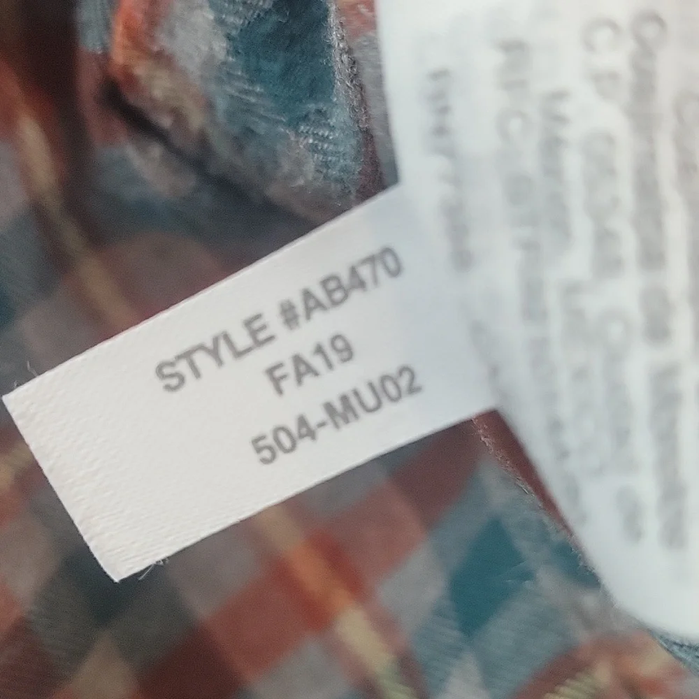AB470 J. Crew plaid flannel button down men's shirt orange gray XXL